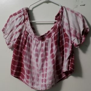 Tie dye off the shoulder crop shirt